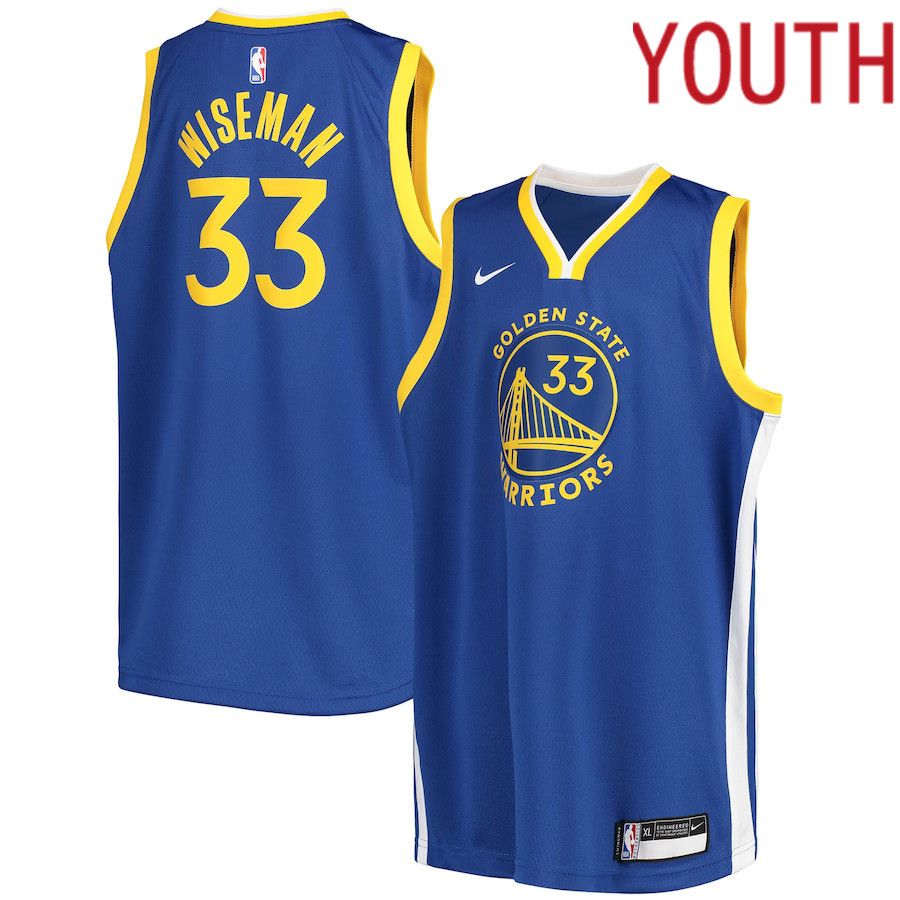 Youth Golden State Warriors 33 James Wiseman Nike Roya Swingman NBA Jersey